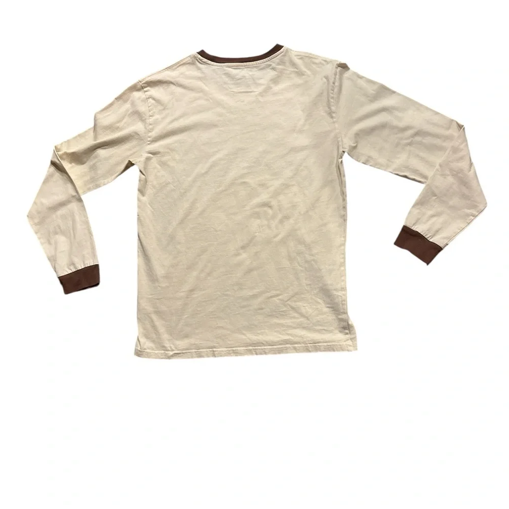 Men's Cream Graphic Long Sleeve Shirt - Picture 2 of 5